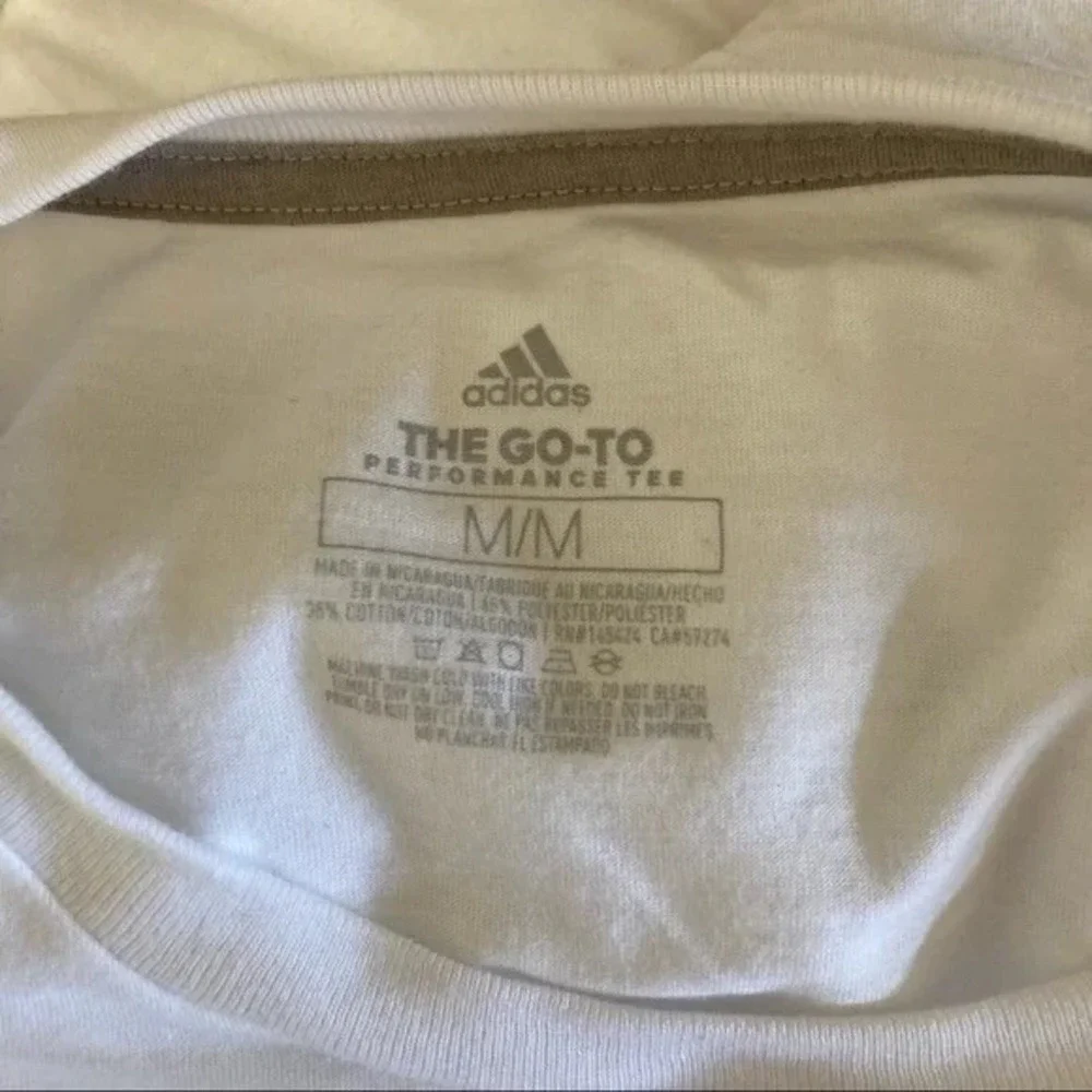 Adidas Mens The Go-To Performance Tee White Spray Paint Graphic Logo Shirt M